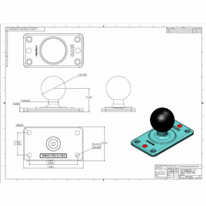 RAM Rectangular VESA Base - 35mm x 75mm - C Series (1.5" Ball)