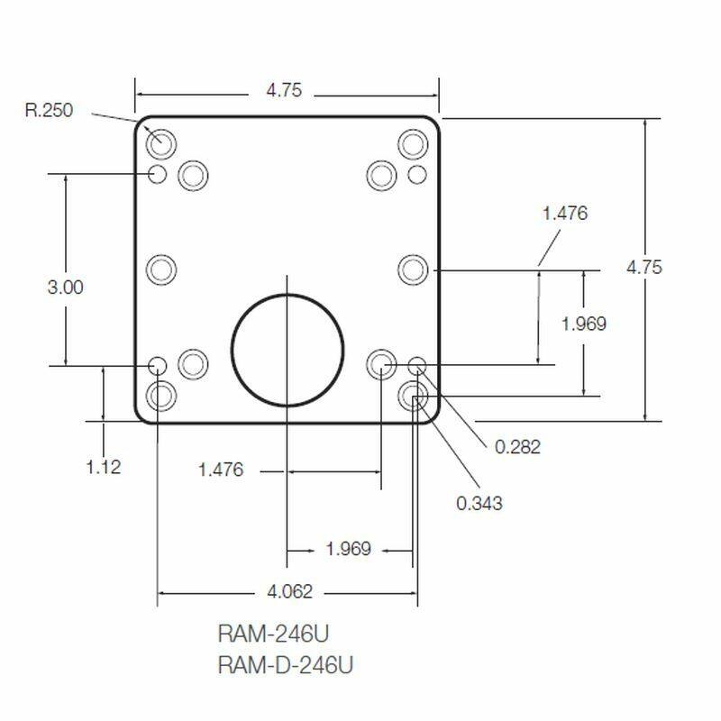 RAM Square 75 and 100mm VESA Base Plates with double socket arm - C Series