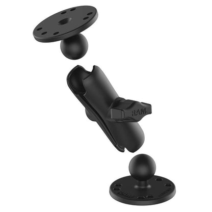 RAM Double Ball Mount with 2 Round Base Plates - B Series (1" Ball) - Medium