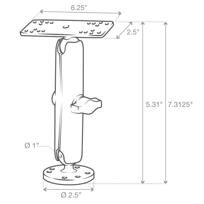 RAM Marine Universal Electronic Device Mounting System - B Series - Long Arm