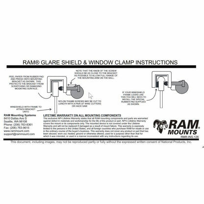 RAM Waterski Mirror with Windscreen / Windshield Mount