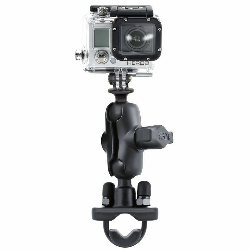 RAM Action Camera / GoPro Mount with U-Bolt Rail Handlebar Base (short arm)