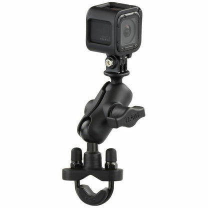 RAM Action Camera / GoPro Mount with U-Bolt Rail Handlebar Base (short arm)