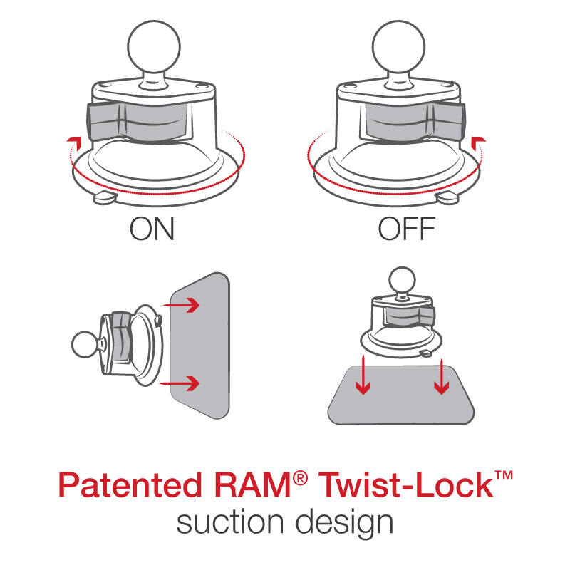 RAM-B-2241U Twist Lock suction cup design 