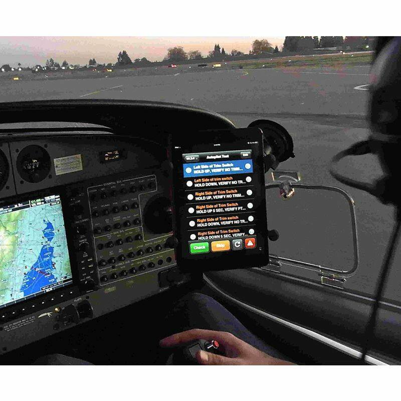 RAM-B-166-UN8U RAM® X-Grip® with RAM® Twist-Lock™ Suction Cup Mount for 7"-8" Tablets installed in single seat aircraft 