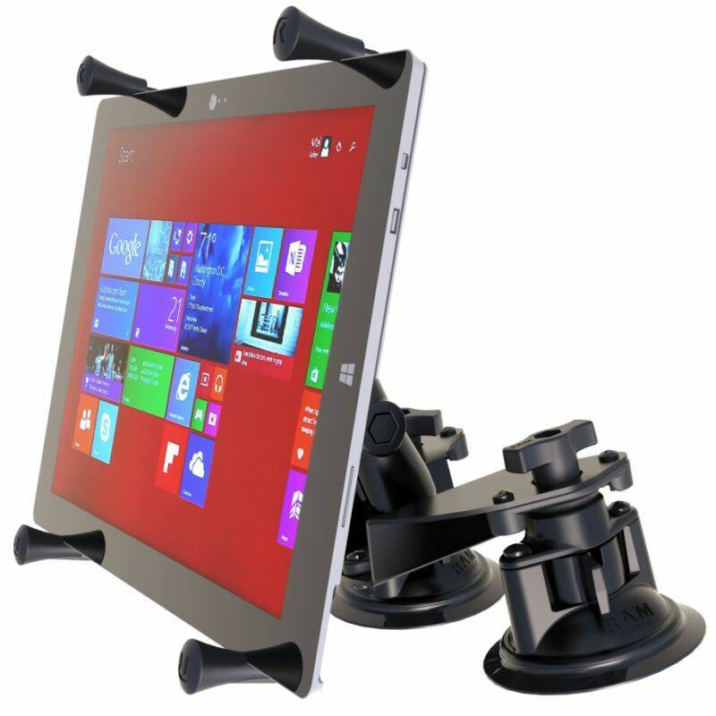 RAM X-Grip Universal Cradle for 12" Tablets - Double Suction Cup - Articulating