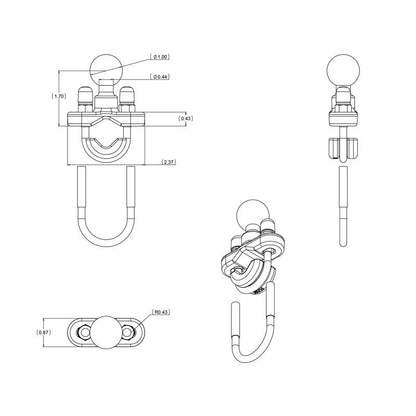 RAM Finger Grip - Universal Phone / Radio Cradle with Handlebar U-Bolt Base