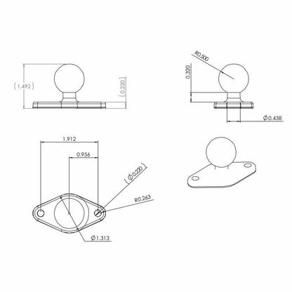 RAM Double Ball Mount with 2 Diamond Base Plates - C Series (1.5" Ball) - Medium