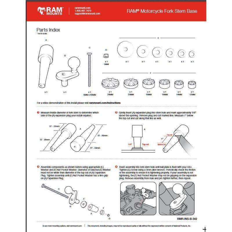 RAM Hardware Pack - Fork Stem Mount with Rubber Expansion Plug