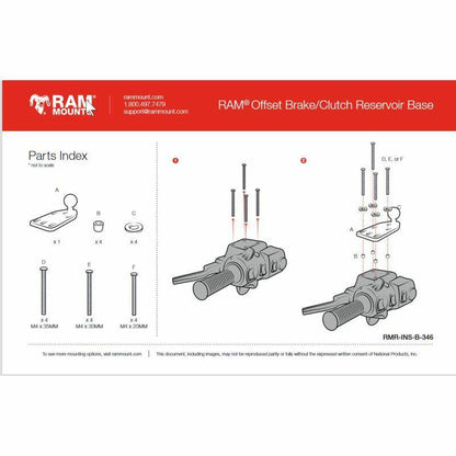 RAM Radar Detector Mount - Power Plate with Reservoir Cover Offset Base