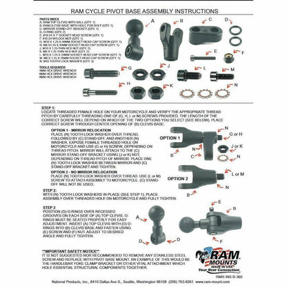 RAM Motorcycle Twist and Tilt Pivot Base