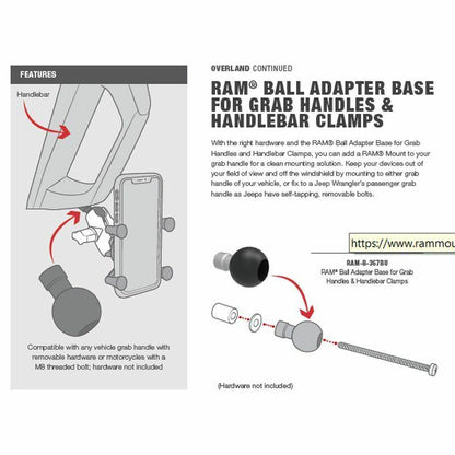 RAM-B-367BU RAM® Ball Adaptor Base for Grab Handles instruction sheet