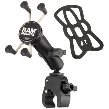 RAM X-Grip Universal SmartPhone Cradle - Tough-Claw Handlebar Base + Med Arm