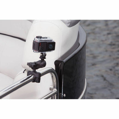 RAM-B-408-75-1-A-GOP1U RAM® Torque™ Medium Rail Base with Universal Action Camera Adapter on boat 