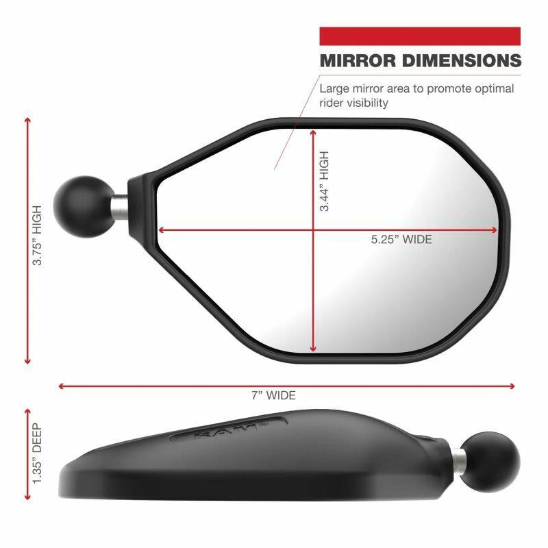 RAM Tough-Mirror (Left and Right) with Ball