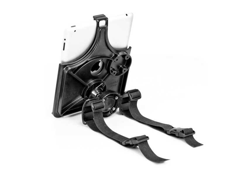 RAM rotating and tilting kneeboard mount from behind 