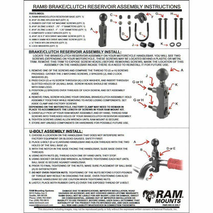 RAM X-Grip Universal Phablet Cradle with Brake/Clutch Clamp / U-Bolt Mount