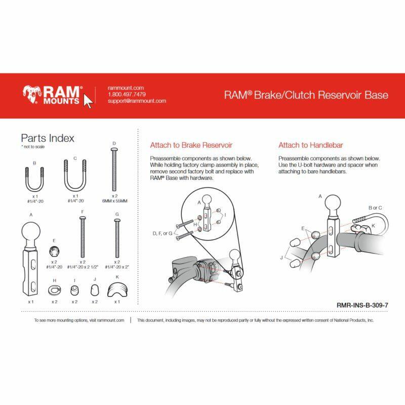 RAM Garmin Mounting Plate - Combination Brake/ Clutch/ U-Bolt Mount & short Arm