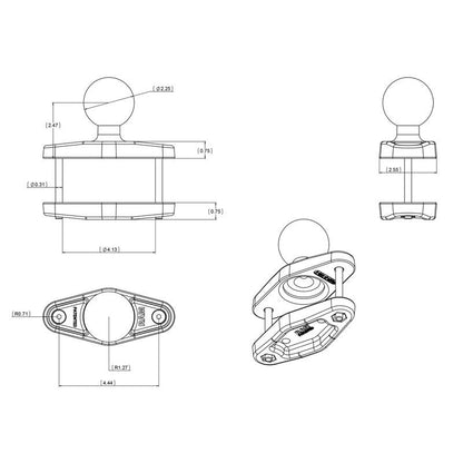 RAM Clamp Base - Square 102mm Post Base clamp with D Series Ball - reinforced