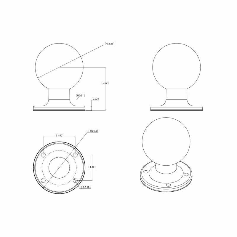 RAM Round Base (62mm diameter) - D Sized (2.25") Ball - 4 Hole AMPS pattern