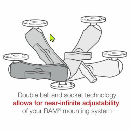 RAP-B-201U-A Composite Short Double Socket Arm for 1" Balls features 