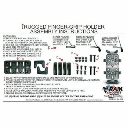 RAM-HOL-UN4U Universal Finger Grip Holder assembly instructions 