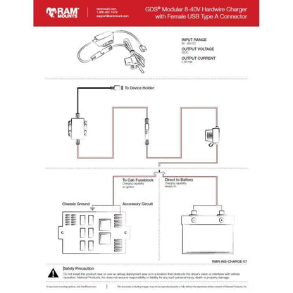 RAM-GDS-CHARGE-V9U GDS® 20-60VDC Input (12VDC Output) Hardwire Charger with Male DC 5.5mm - instructions 