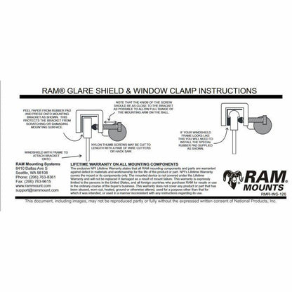 RAM Glareshield Clamp with Diamond Base & Long Arm