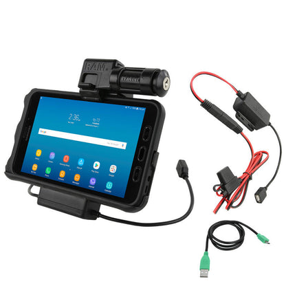 RAM EZ-Roll'r Cradle for Samsung Tab Active2 - Key-Locking Power & Data Cradle