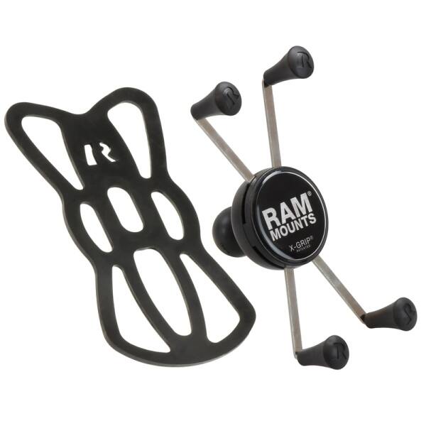RAM UN10 X-Grip large phone cradle with tether fitted