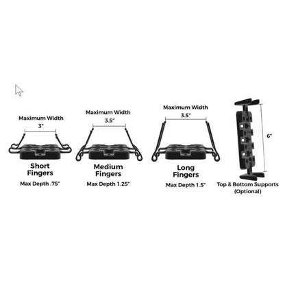 ram-hol-un4u maximum width with various finger sizes