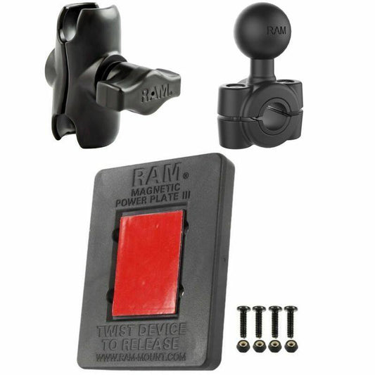 RAM Radar Detector Mount - Power Plate & Torque Base (Mini Bars) - Short Arm