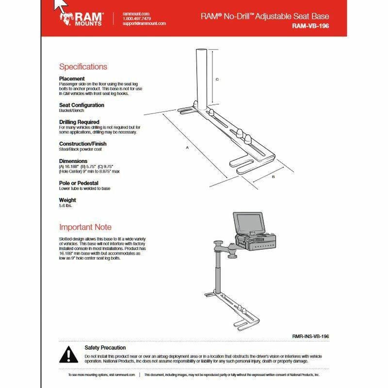 RAM X-Grip Universal Cradle for 12" Tablets with No-Drill Vehicle Base