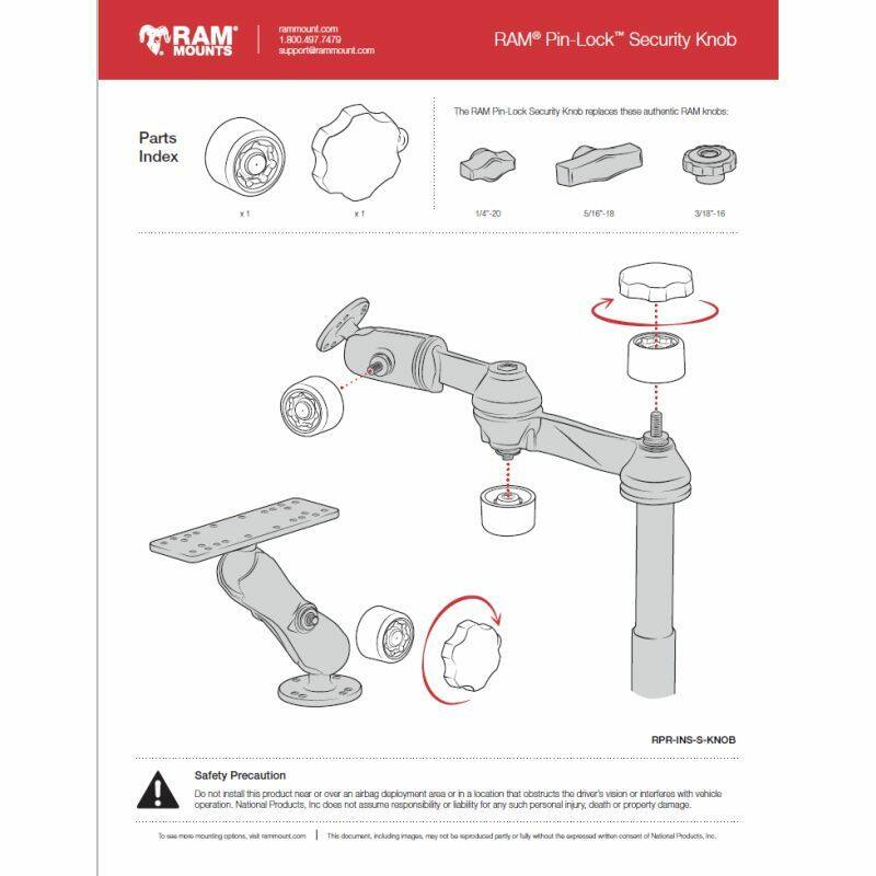 RAM Combination Pin-Lock Security / Key Knob - C Series Arms