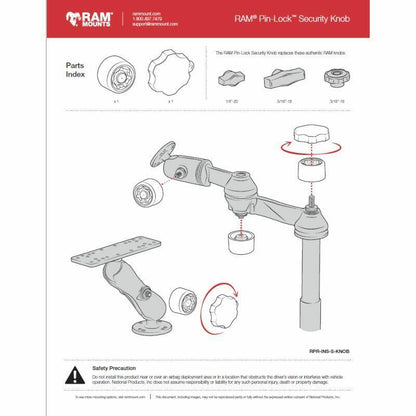 RAM Combination Pin-Lock Security / Key Knob - C Series Arms