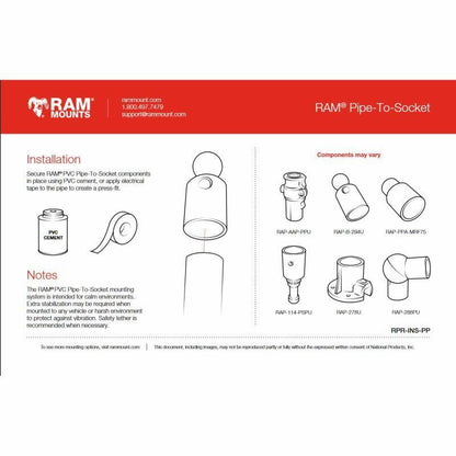 RAM Pipe Extension with Ball Ends - 14"  / 356mm - PVC