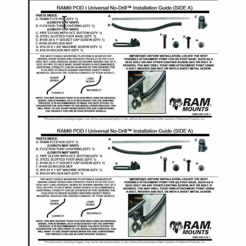 RAM Pod I Universal No-Drill Vehicle Mount - C Series (1.5" ball)