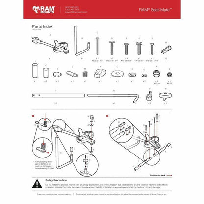 RAM Seat-Mate with Double Socket Arm & 2.5" Round Plates (C size 1.5" Ball)