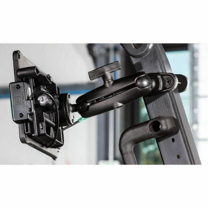 RAM-D-247U-4 RAM® Square Post Clamp Base installed with arm and tablet 