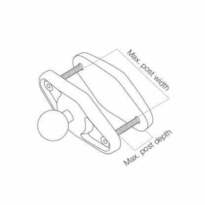 RAM Clamp Base - Square 100mm Post Base clamp with 1.5 inch (C Series) Ball