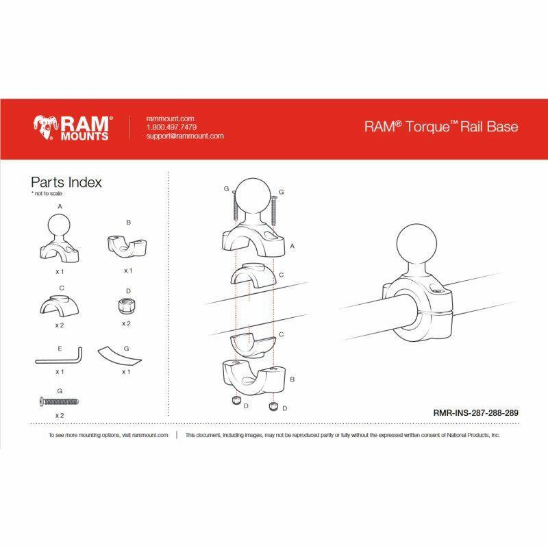 RAM Torque Base (Mini Bars) with 1" Ball, Medium Arm and Diamond Base