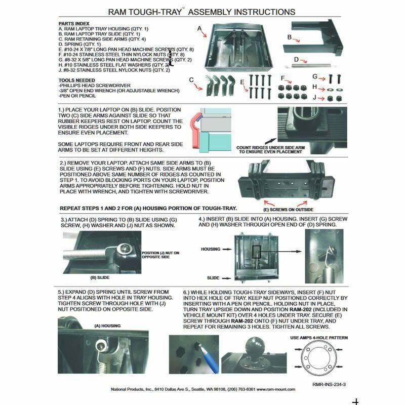 RAM Tough-Tray II Universal Laptop Holder - POD 1 No Drill Vehicle Base B Series