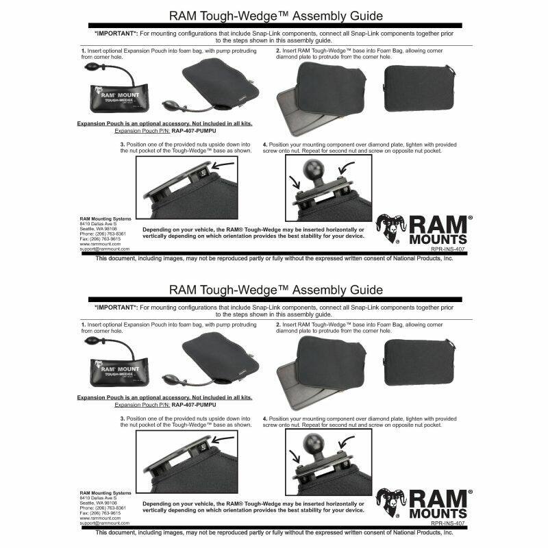 RAM Tough-Wedge seat mount - with B series base - Universal Vehicle Base