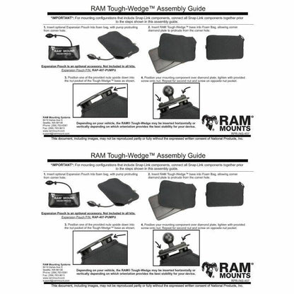 RAM Tough-Wedge seat mount - with Long Arm and Diamond + Round Bases