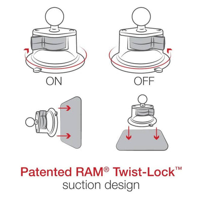 RAM Suction Cup Base - with Diamond Base and Short Arm - ( B Series 1")