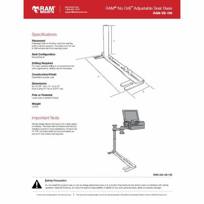 RAM Vehicle Mounting Base - No-Drill Universal Base for RHD vehicles