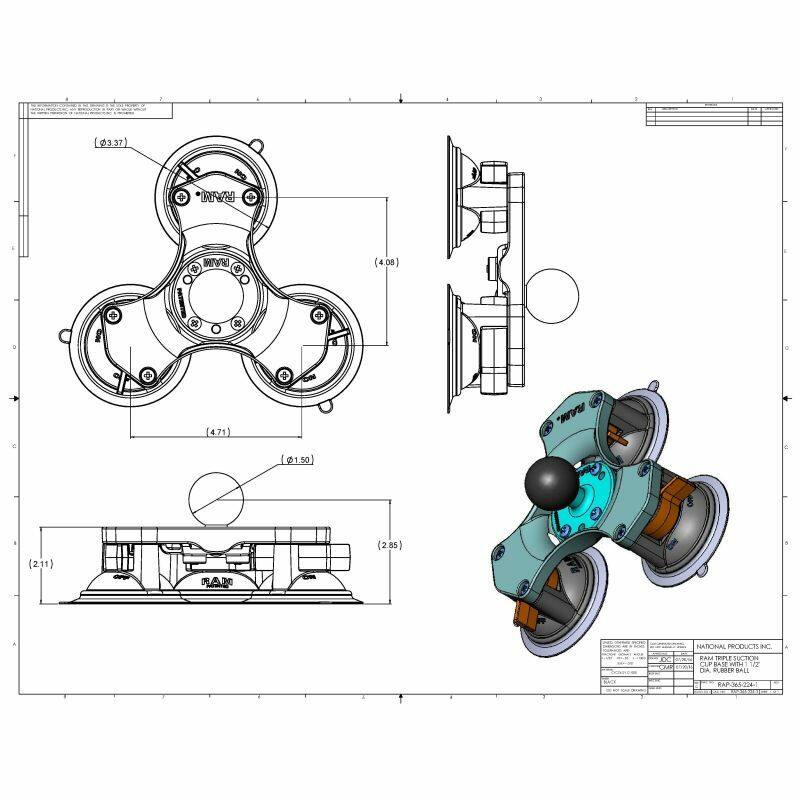 RAM X-Grip Universal Cradle for 7"- 8" Tablets with Triple Suction Cup Base