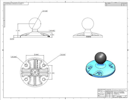 RAM Cup Holder Base - RAM Stubby with Arm and Round Adaptor Plate (1" ball)