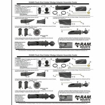 RAM Marine Wedge Base Mount with 1" Ball - 19 - 22mm ports