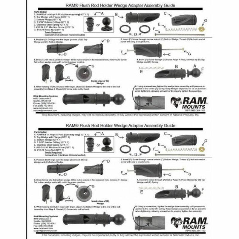 RAM Marine Wedge Base Mount with 1" Ball - 22 - 25mm ports